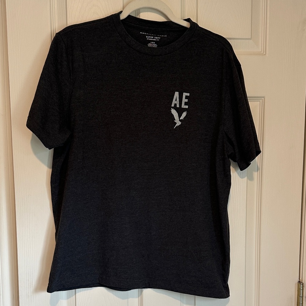 American Eagle Outfitters Men's Dark Gray Tee
